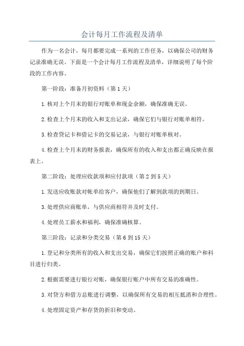 会计每月工作流程及清单