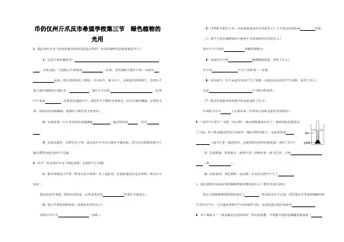 七年级生物上册 2.1.3 绿色植物的光合作用练习济南版 试题_1