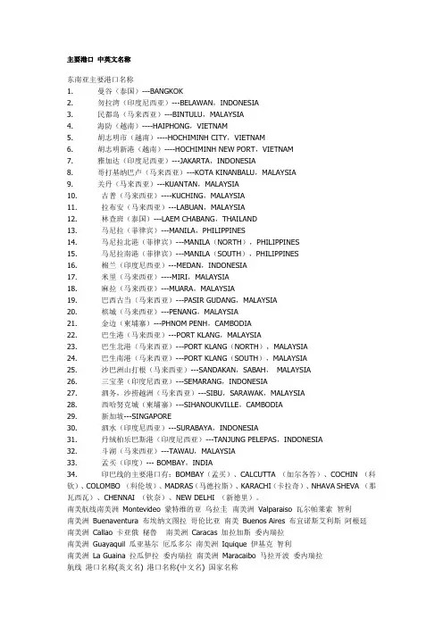 主要港口 中英文名称