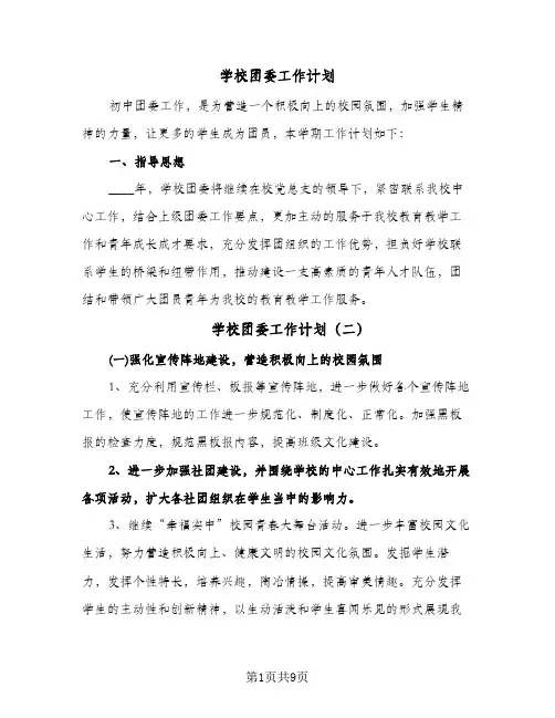 学校团委工作计划(4篇)