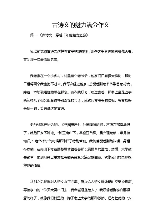 古诗文的魅力满分作文