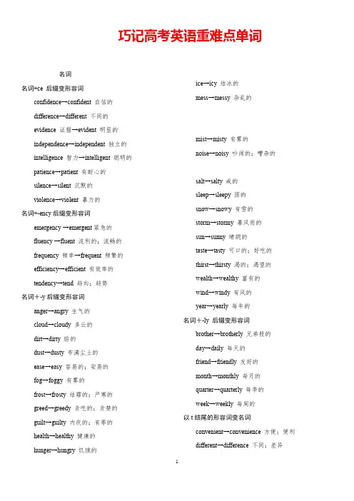 巧记高考英语重难点单词(打印背诵版)