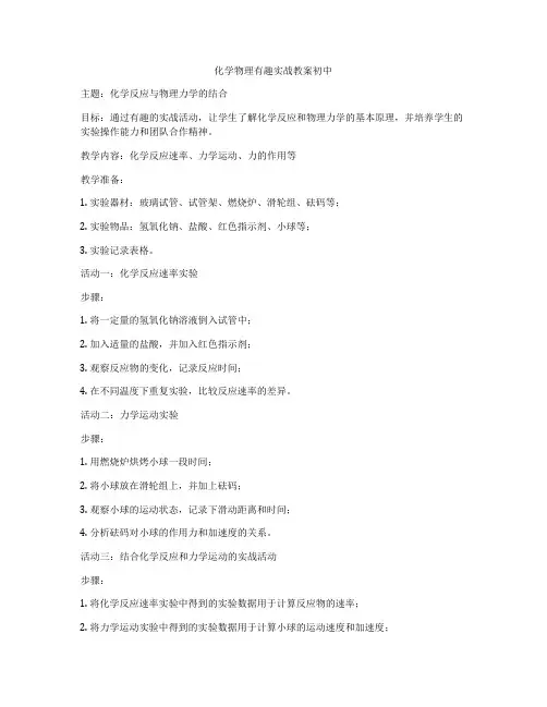 化学物理有趣实战教案初中