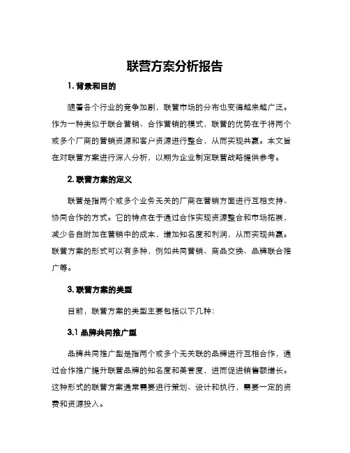 联营方案分析报告