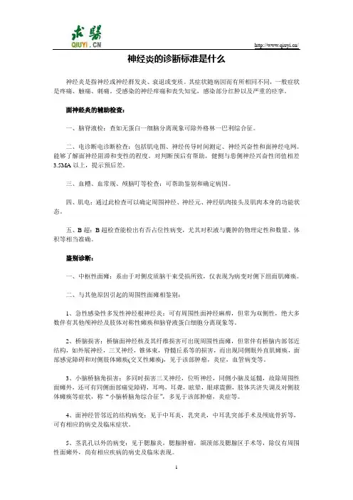 神经炎的诊断标准是什么