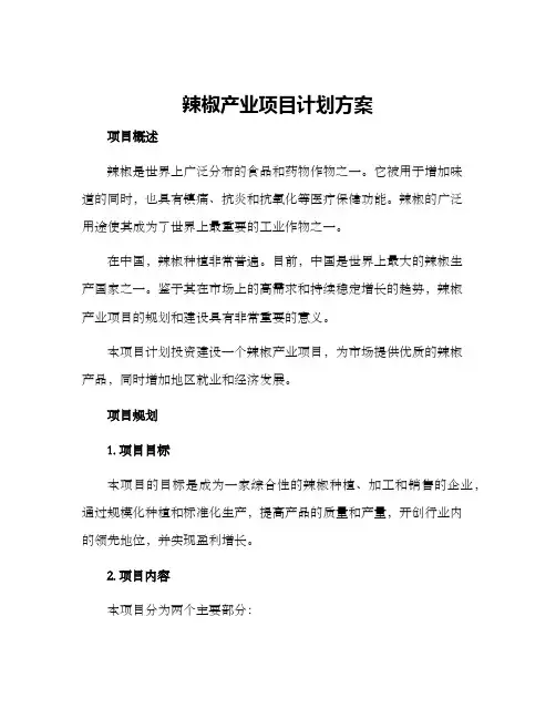 辣椒产业项目计划方案