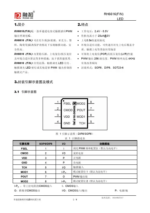 RH6616 LED触控调光IC