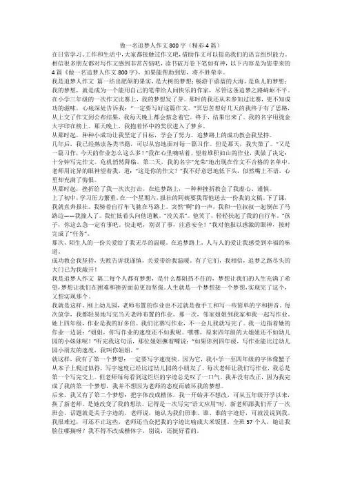 2023最新-做一名追梦人作文800字(精彩4篇)