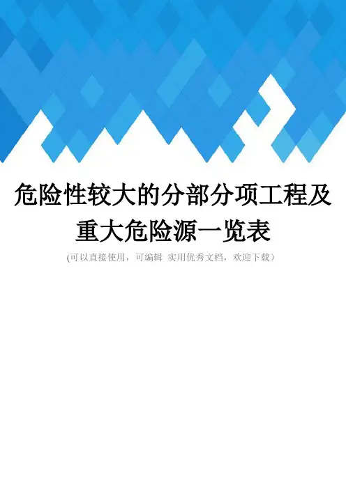 危险性较大的分部分项工程及重大危险源一览表完整