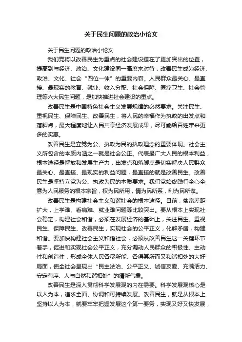 关于民生问题的政治小论文