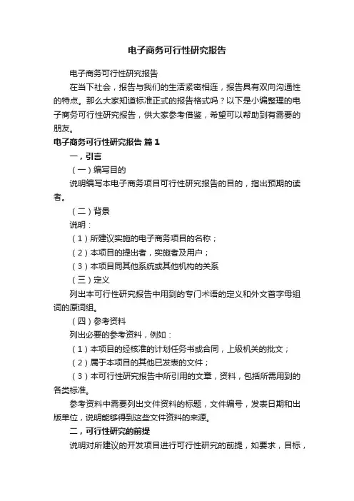 电子商务可行性研究报告