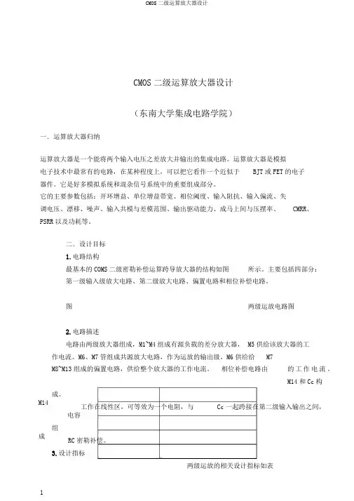 CMOS二级运算放大器设计