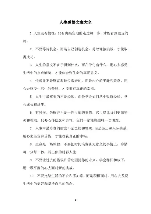 人生感悟文案大全
