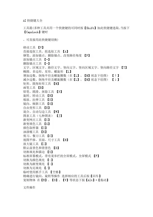 AI快捷键大全