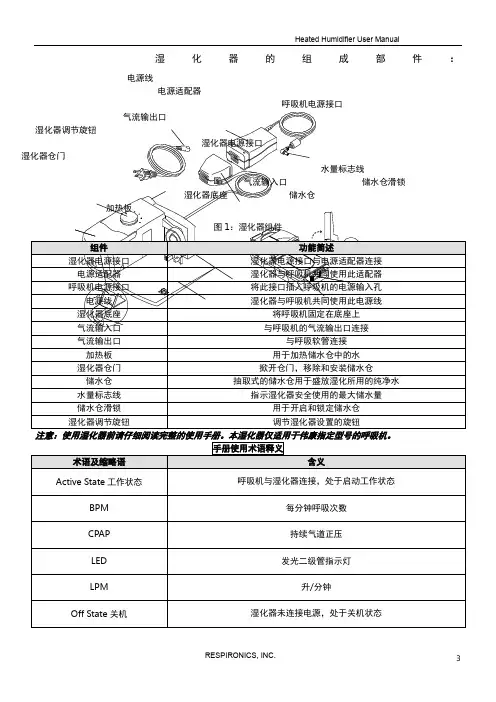 伟康(Respironics)呼吸机使用说明书