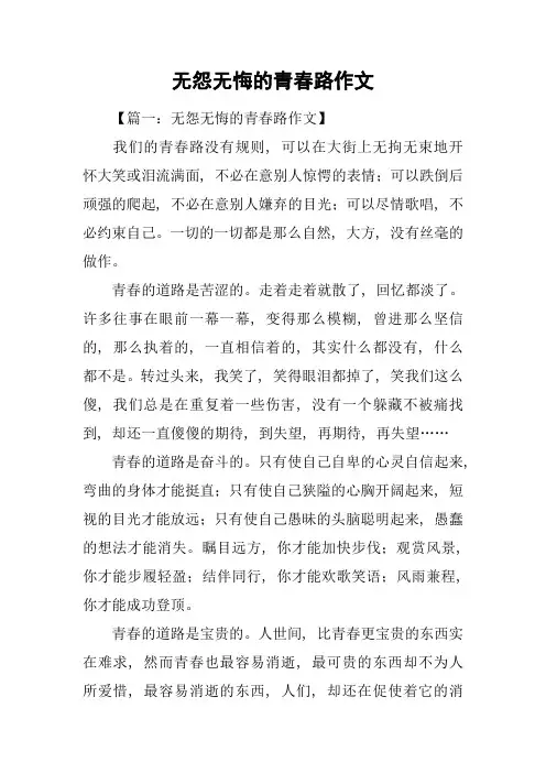 无怨无悔的青春路作文