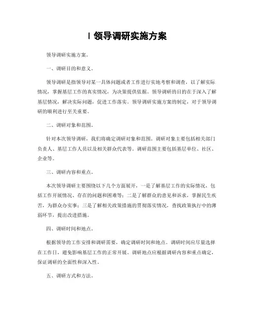 l领导调研实施方案
