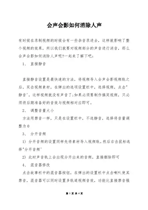 会声会影如何消除人声