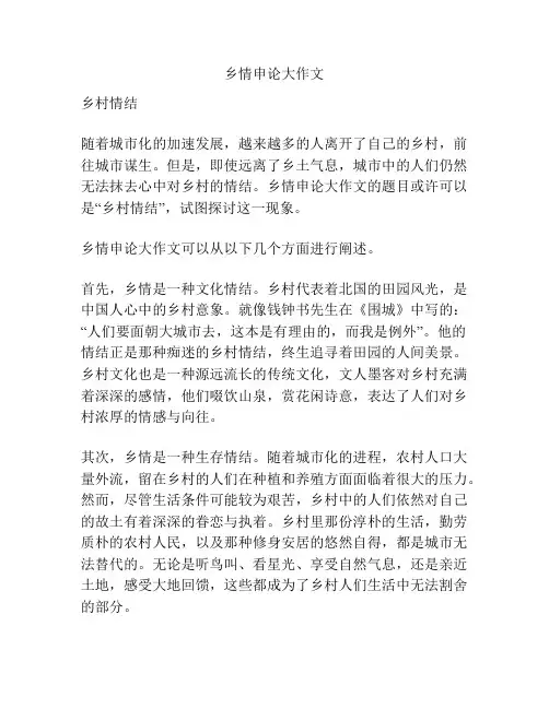 乡情申论大作文
