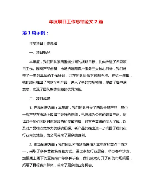 年度项目工作总结范文7篇