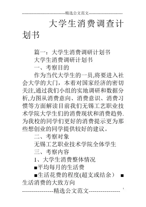 大学生消费调查计划书