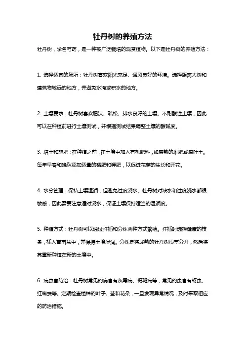 牡丹树的养殖方法