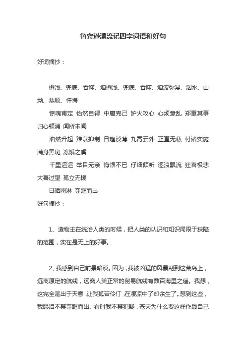 鲁滨逊漂流记中的四字成语好句摘抄