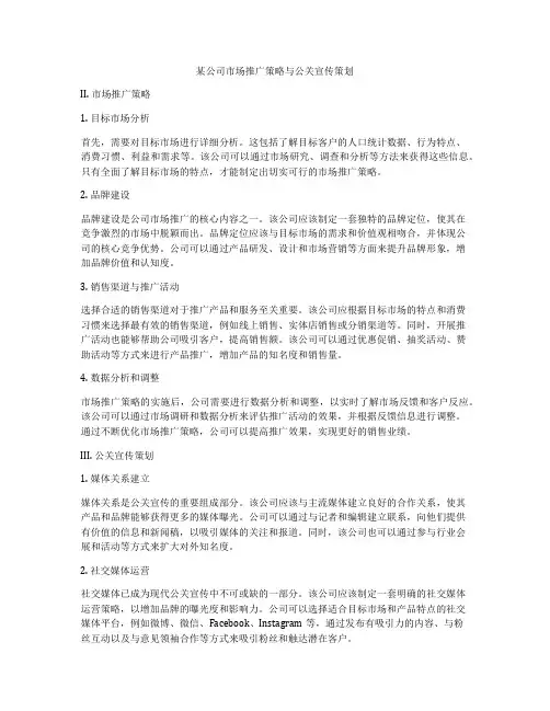 某公司市场推广策略与公关宣传策划