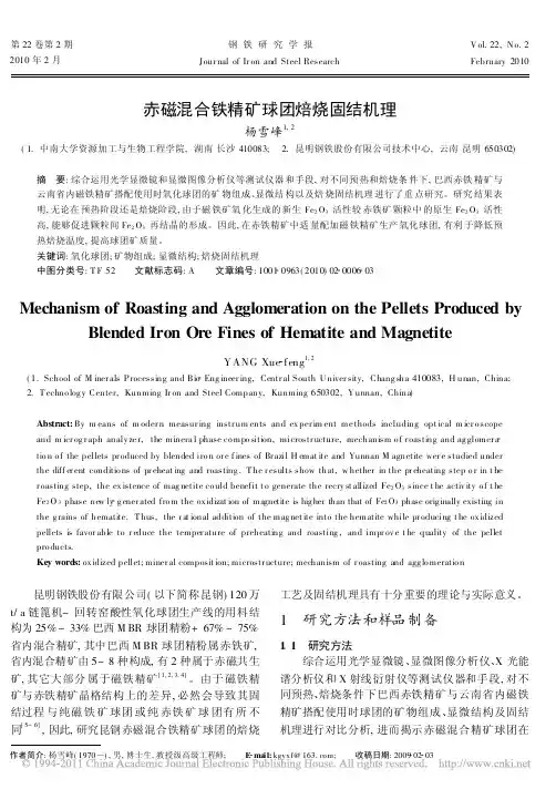 2010-2,赤磁溷合铁精矿球团焙烧固结机理