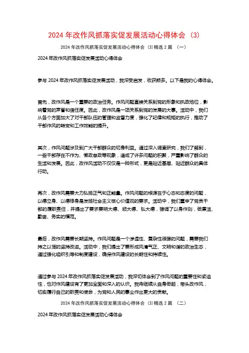 2024年改作风抓落实促发展活动心得体会2篇