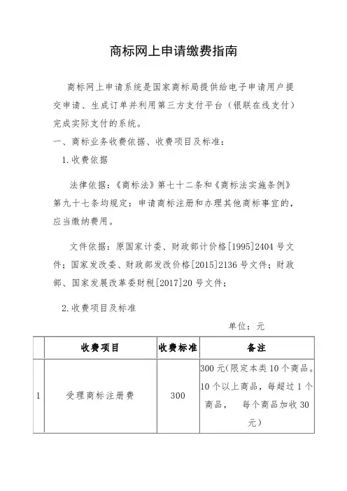 商标网上申请缴费指南