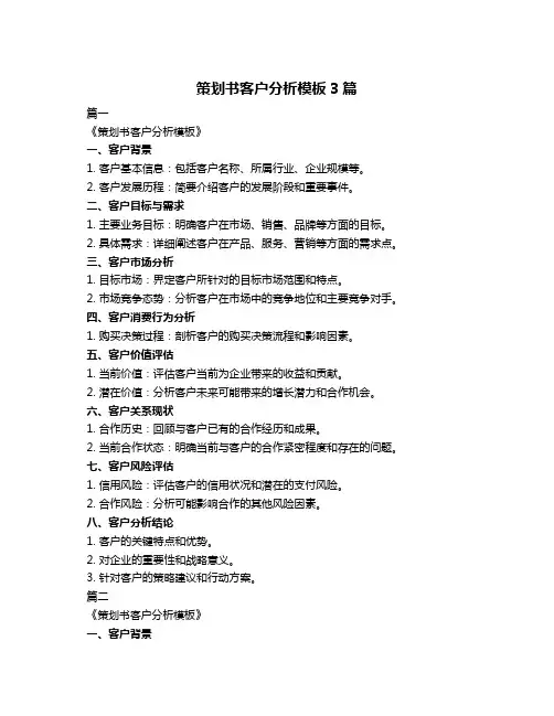 策划书客户分析模板3篇