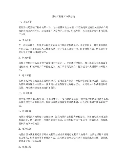 基础工程施工方法分类