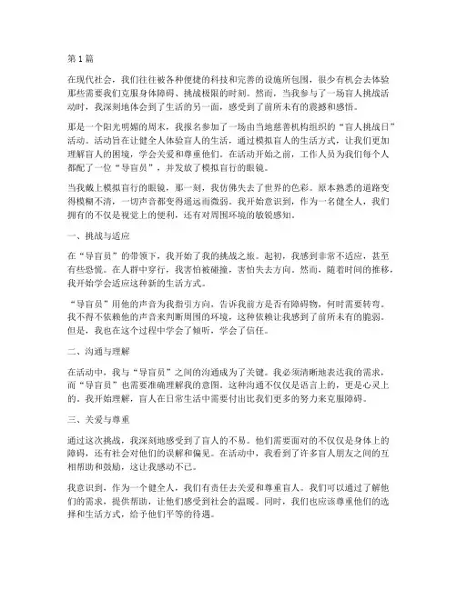 盲人挑战感悟心得体会(3篇)