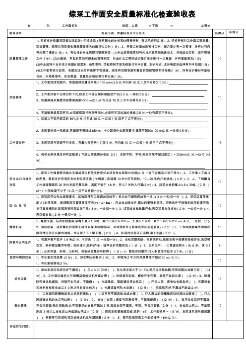采掘安全质量标准化检查验收表