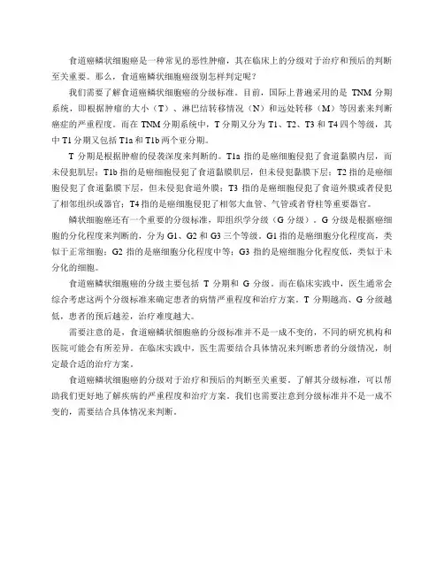 食道癌鳞状细胞癌级别怎样判定？
