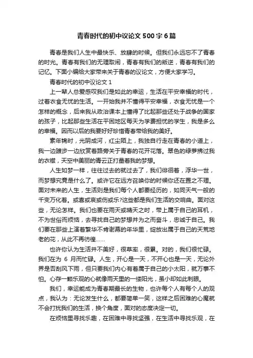 青春时代的初中议论文500字6篇