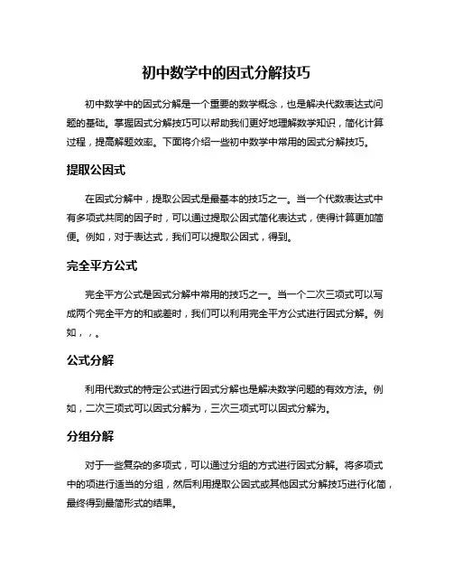 初中数学中的因式分解技巧