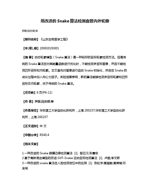 用改进的Snake算法检测血管内外轮廓