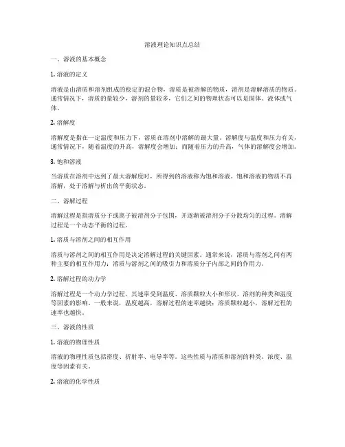 溶液理论知识点总结