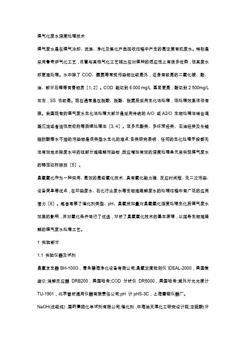 煤气化废水深度处理技术