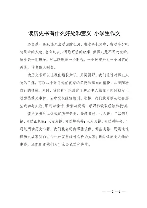 读历史书有什么好处和意义 小学生作文