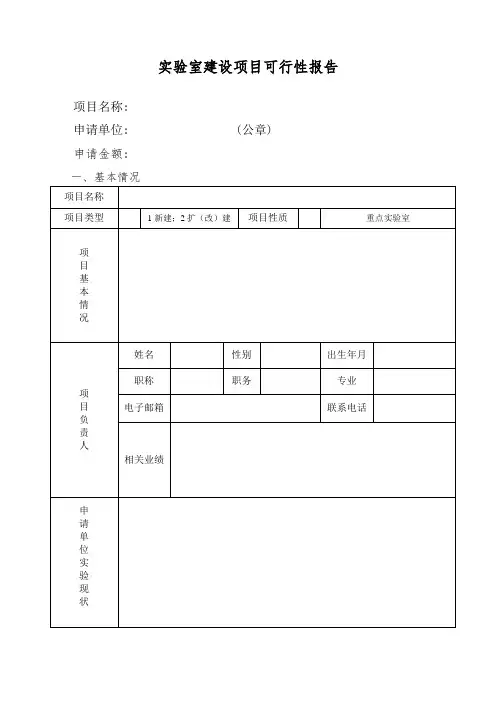 实验室建设项目可行性报告 格式