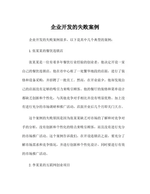 企业开发的失败案例