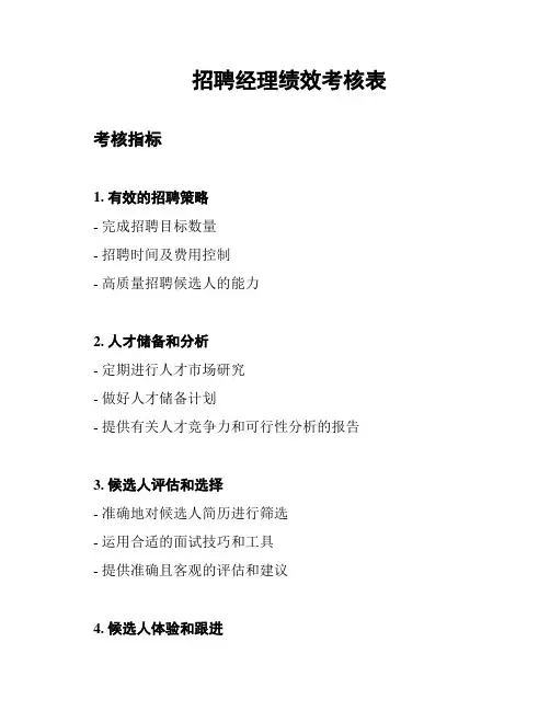 招聘经理绩效考核表