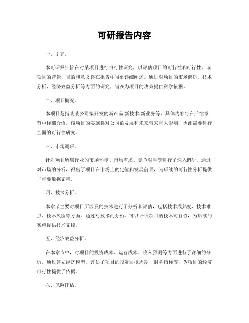 可研报告内容