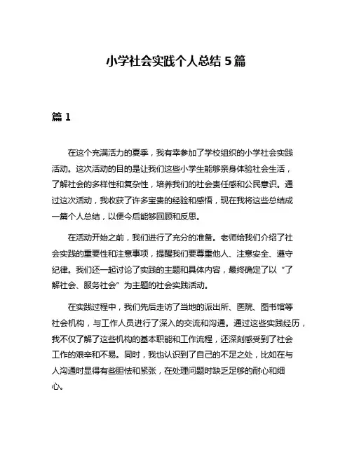 小学社会实践个人总结5篇