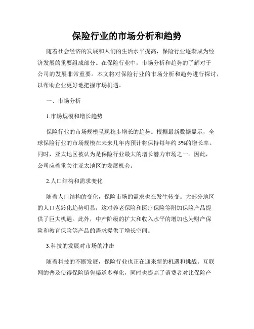保险行业的市场分析和趋势