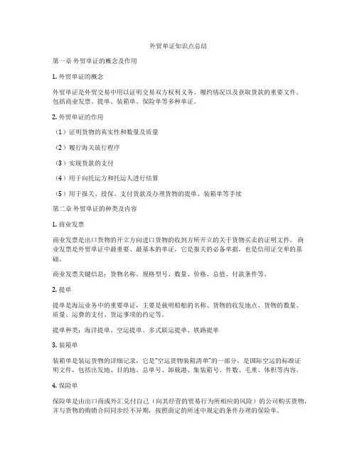 外贸单证知识点总结