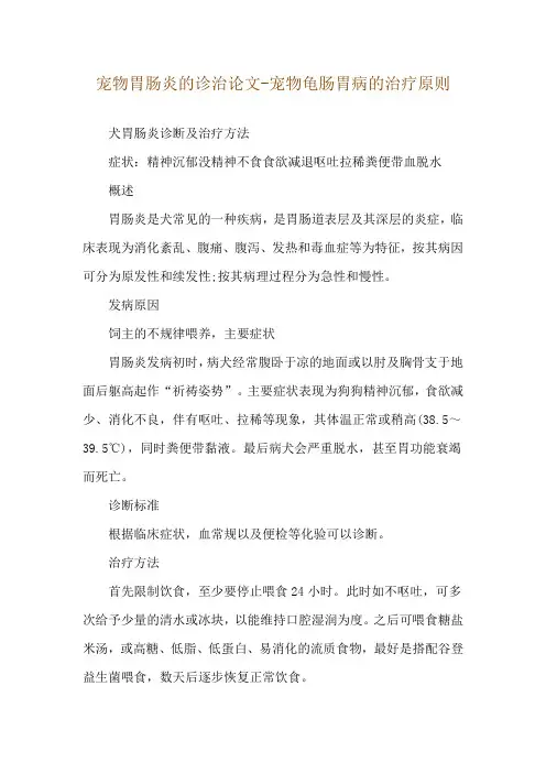 宠物胃肠炎的诊治论文-宠物龟肠胃病的治疗原则